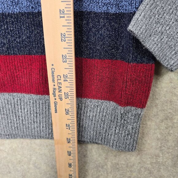 Izod Mens L/G Striped Cotton Sweater Red/Blue/Gray - Picture 6 of 7